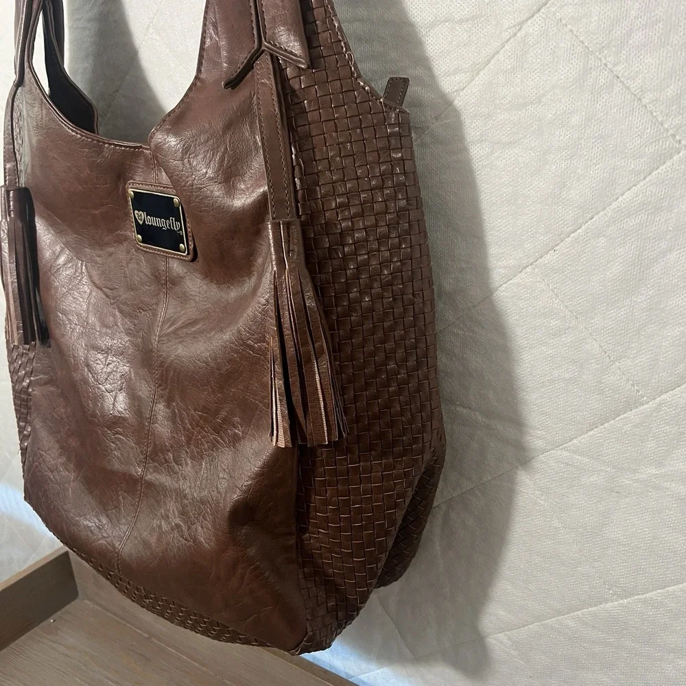 Loungefly Sugar Skull‎ Brown Lattice Large Tote Bag Y2K Purse 16x18 Retro Purse